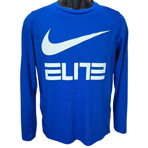 Nike Basketball Boys Elite Dri-Fit Blue Long-Sleeve T-Shirt XL - Picture 1 of 7